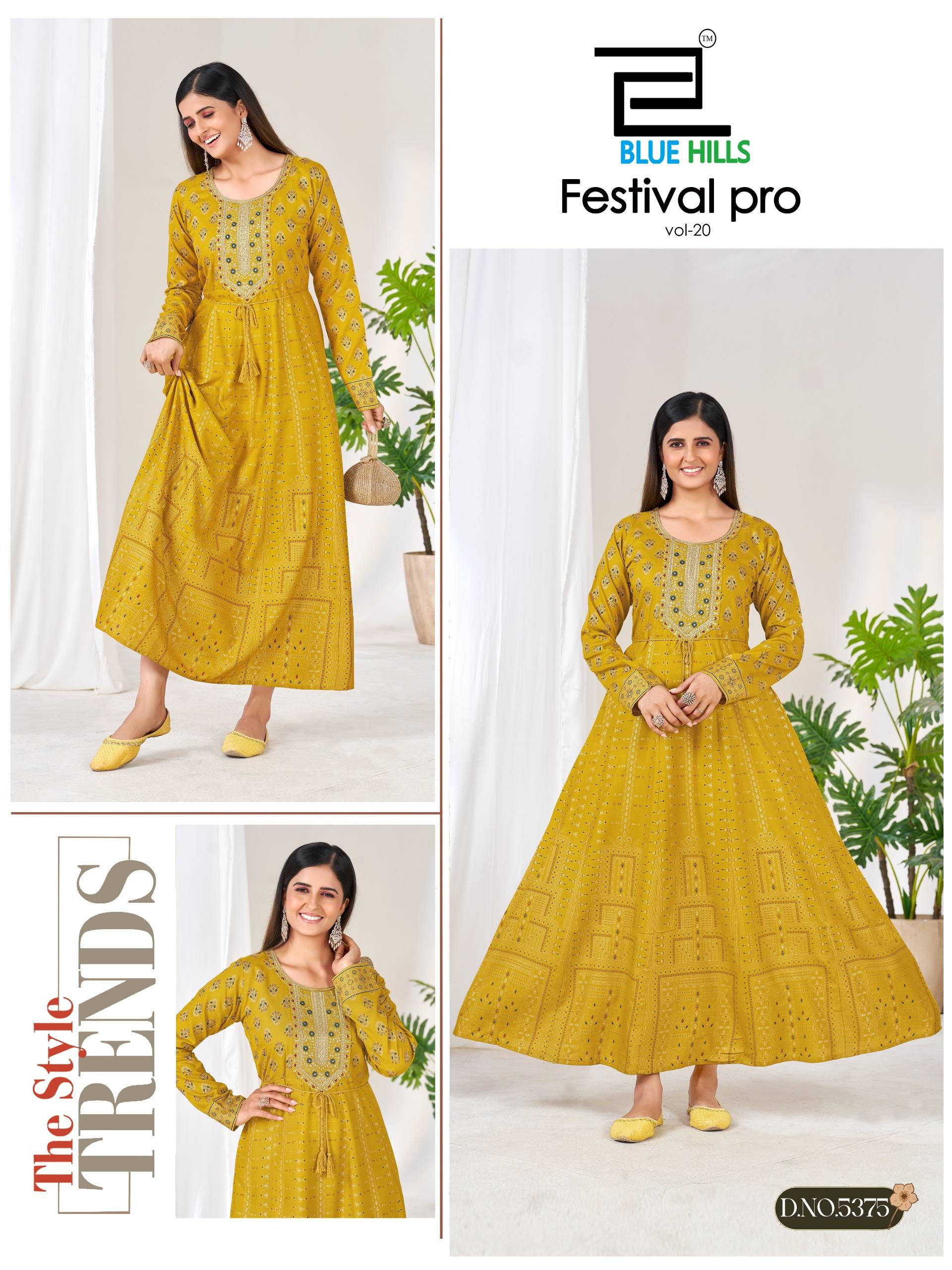 Festival Pro Vol.20 By BLUE HULLS Designer Ethnic Wear Collection Rayon Kurtis At Wholesale Price
